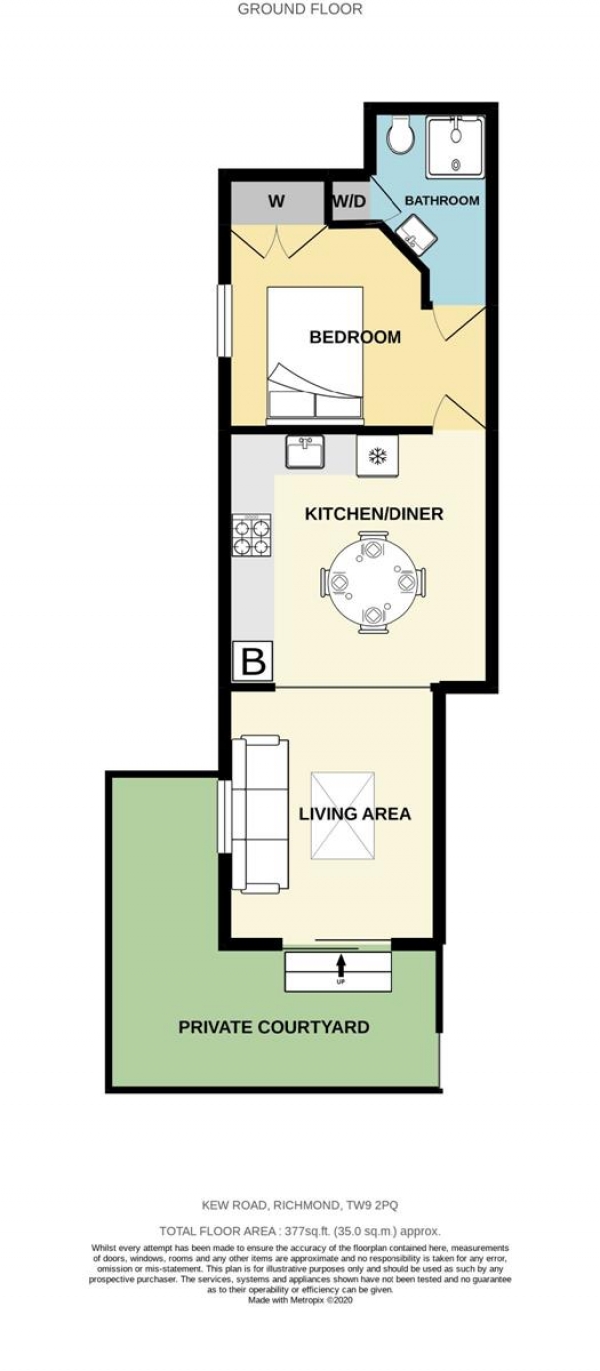 Floor Plan for 1 Bedroom Flat for Sale in  Kew Road, Richmond, TW9, 2PQ - OIRO &pound400,000