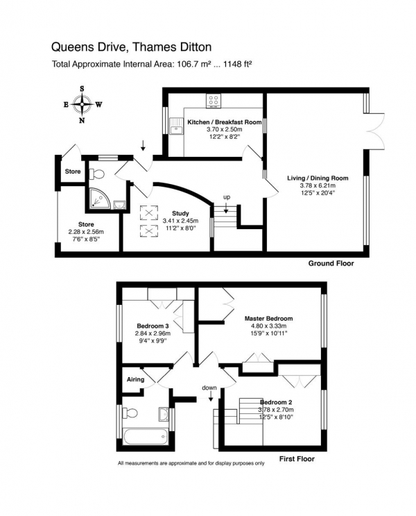 Floor Plan Image for 3 Bedroom Terraced House for Sale in Queens Drive, Thames Ditton