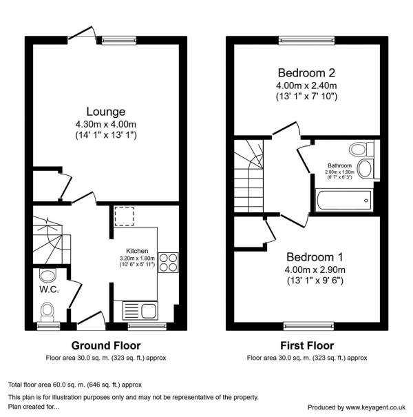 Floor Plan Image for 2 Bedroom Semi-Detached House for Sale in Eddleston Way, Tilehurst, Reading