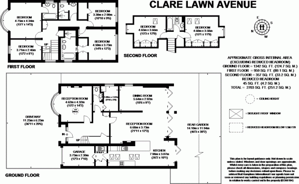 Floor Plan Image for 6 Bedroom Detached House for Sale in Clare Lawn Avenue, London