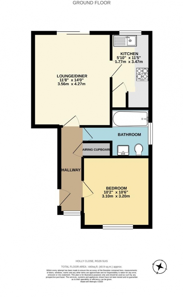 Floor Plan Image for 1 Bedroom Flat for Sale in Holly Close, Bramley, Tadley