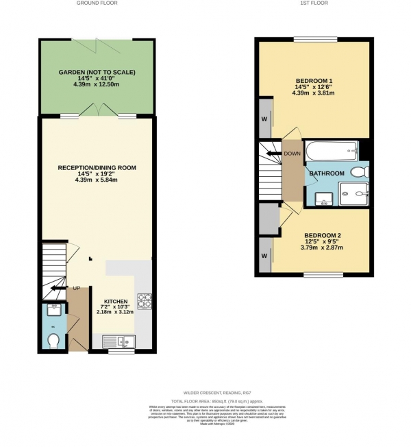 Floor Plan Image for 2 Bedroom Terraced House for Sale in Wilder Crescent, Spencers Wood, Reading