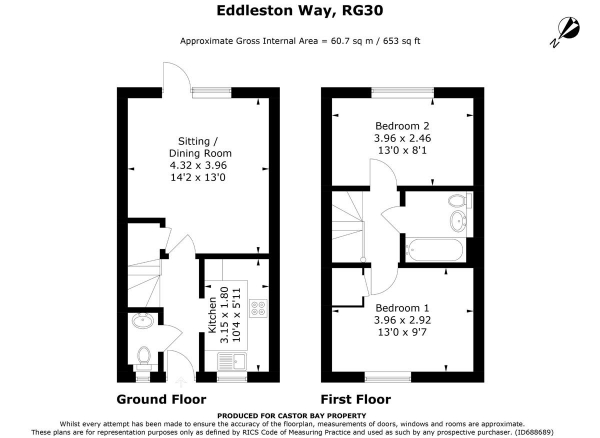 Floor Plan Image for 2 Bedroom End of Terrace House for Sale in Eddleston Way, Tilehurst, Reading