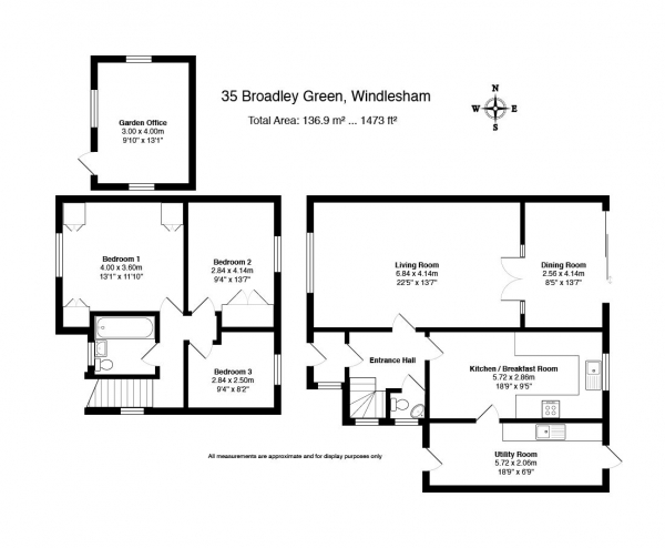 Floor Plan Image for 3 Bedroom Semi-Detached House for Sale in Broadley Green, Windlesham