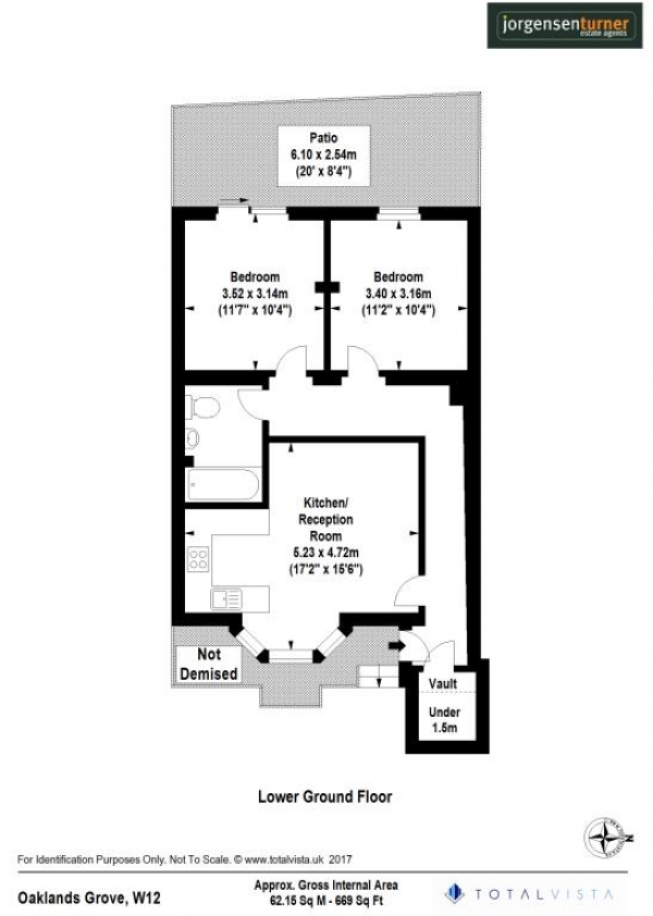 Floor Plan Image for 2 Bedroom Maisonette to Rent in Oaklands Grove, Shepherds Bush, London, W12 0JD