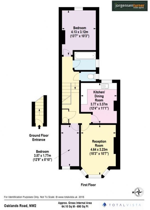 Floor Plan Image for 2 Bedroom Flat to Rent in Oaklands Road, Cricklewood, London, NW2 6DH