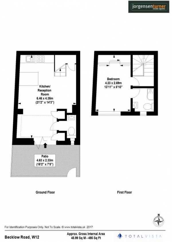 Floor Plan Image for 1 Bedroom Maisonette to Rent in Becklow Road, Shepherds Bush, London, W12 9HJ