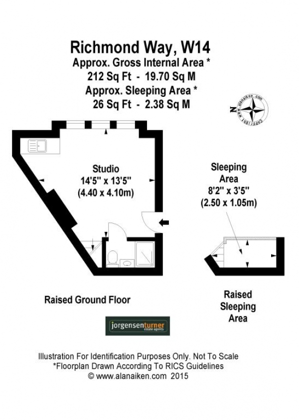 Floor Plan Image for Studio Flat to Rent in Richmond Way, Brook Green, London, W14 0AR