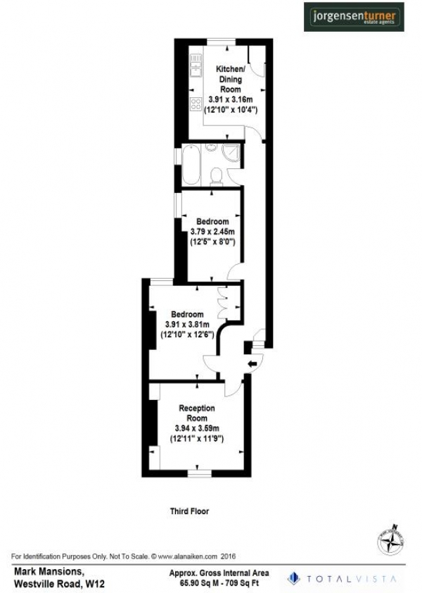 Floor Plan Image for 2 Bedroom Apartment to Rent in Mark Mansions, Westville Road, Shepherds Bush, London, W12 9PS