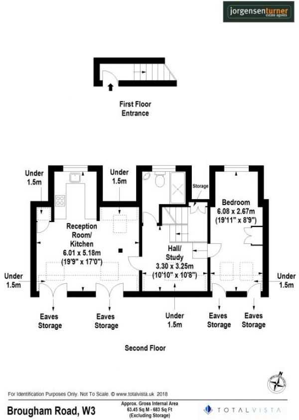 Floor Plan Image for 1 Bedroom Apartment to Rent in Brougham Road, Acton, London, W3 6JD