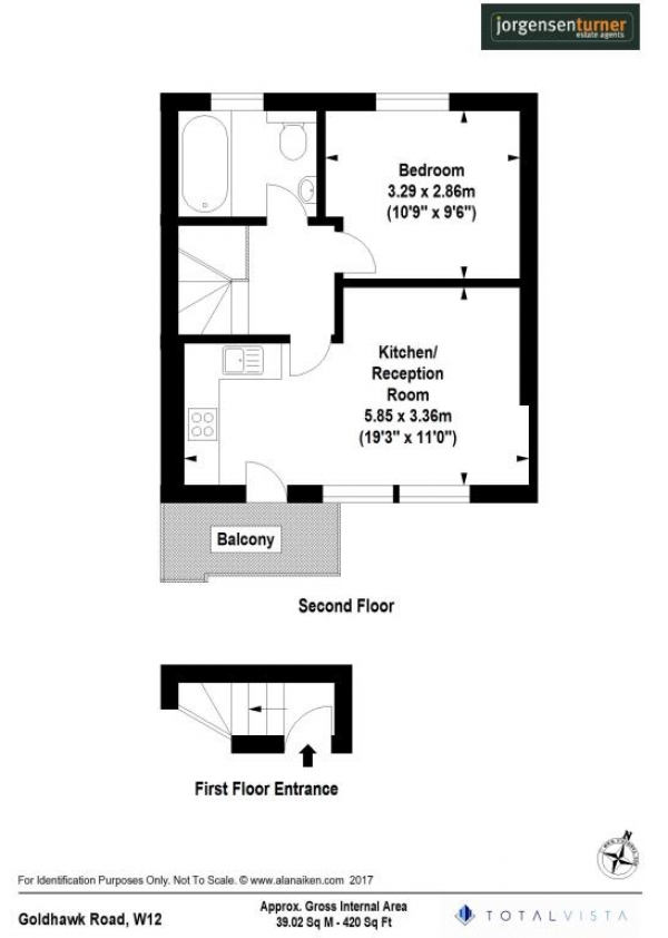 Floor Plan Image for 1 Bedroom Flat to Rent in Goldhawk Road, Shepherds Bush, London, W12 8EN