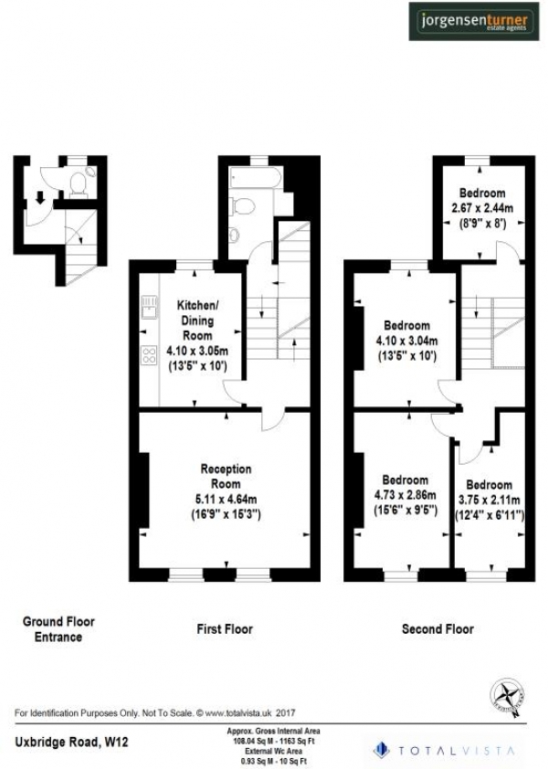 Floor Plan Image for 4 Bedroom Apartment to Rent in Uxbridge Road, Shepherds Bush, W12 8NR