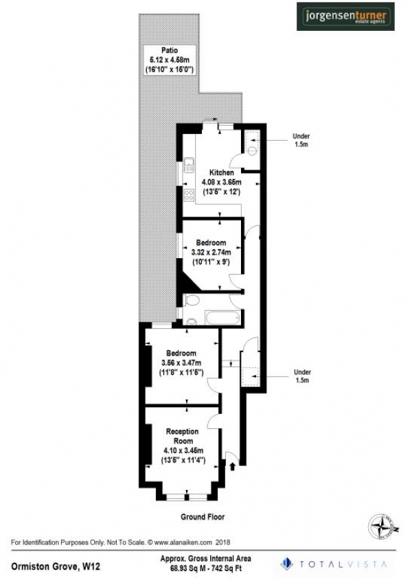 Floor Plan Image for 2 Bedroom Maisonette to Rent in Ormiston Grove, Shepherds Bush, London, W12 0JS