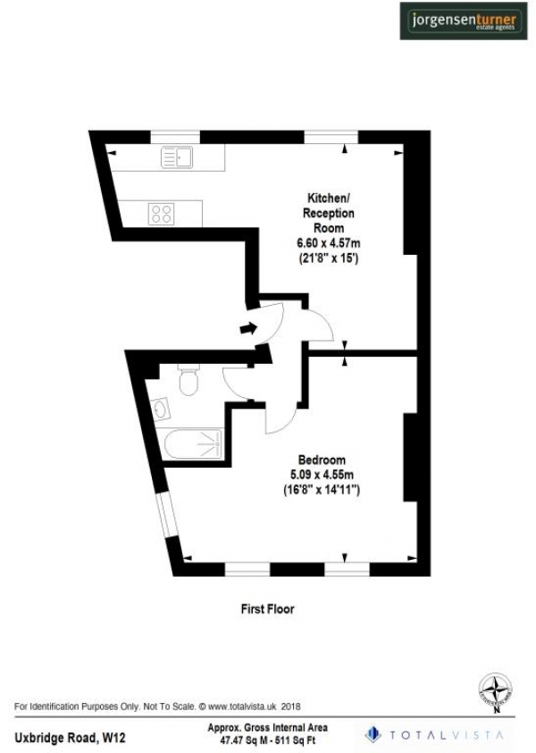 Floor Plan Image for 1 Bedroom Apartment to Rent in Uxbridge Road, Shepherds Bush, London, W12 8NL
