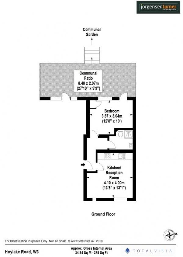 Floor Plan Image for 1 Bedroom Apartment to Rent in Hoylake Road, Acton, London, W3 7NP