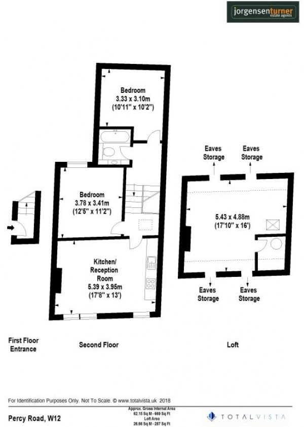 Floor Plan Image for 2 Bedroom Flat to Rent in Percy Road, Shepherds Bush, London, W12 9QA