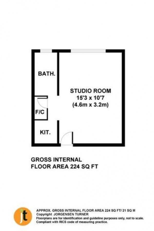 Floor Plan Image for Studio to Rent in Romney Court, Shepherds Bush Green, London, W12 8PY