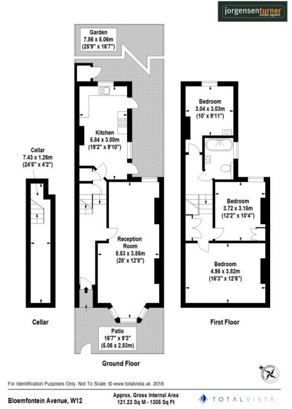 Floor Plan Image for 3 Bedroom Terraced House to Rent in Bloemfontein Avenue, Shepherds Bush, London, W12 7BJ