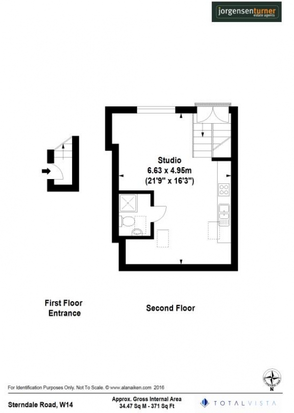 Floor Plan Image for Studio Flat to Rent in Sterndale Road, Brook Green, London, W14 0HU