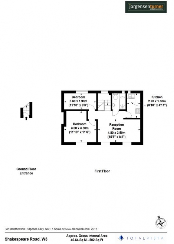 Floor Plan Image for 2 Bedroom Flat to Rent in Shakespeare Road, Poets Corner, Acton, London, W3 6SJ