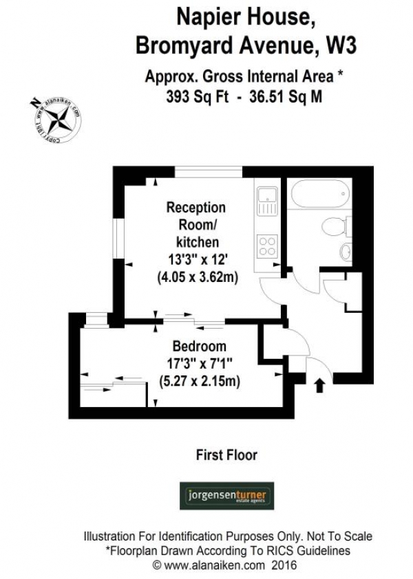 Floor Plan Image for 1 Bedroom Flat to Rent in Napier House, Bromyard Avenue, Acton, London, W3 7FF