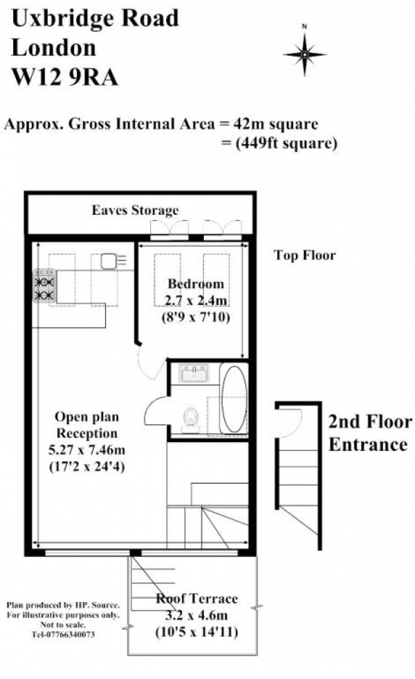 Floor Plan Image for 1 Bedroom Flat to Rent in Uxbridge Road, Shepherds Bush, London, W12 9RA