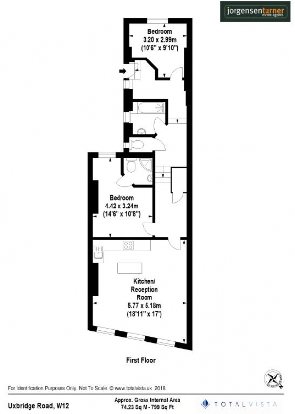 Floor Plan Image for 2 Bedroom Flat to Rent in Uxbridge Road, Shephers Bush, London, W12 8LH