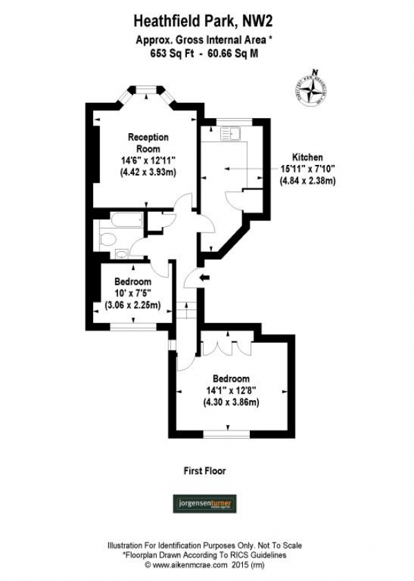 Floor Plan Image for 2 Bedroom Flat to Rent in Heathfield Park, Willesden Green, London, NW2 5JE