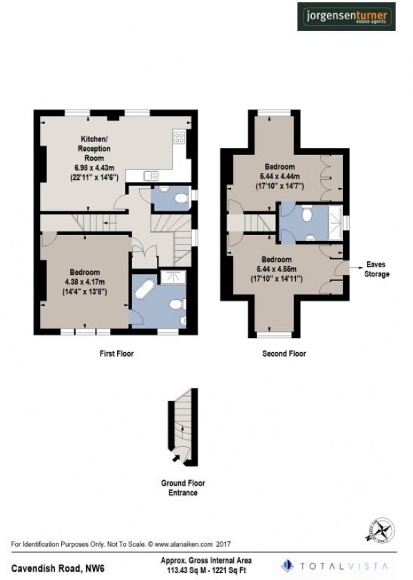 Floor Plan Image for 3 Bedroom Flat to Rent in Cavendish Road, Brondesbury Park, NW6