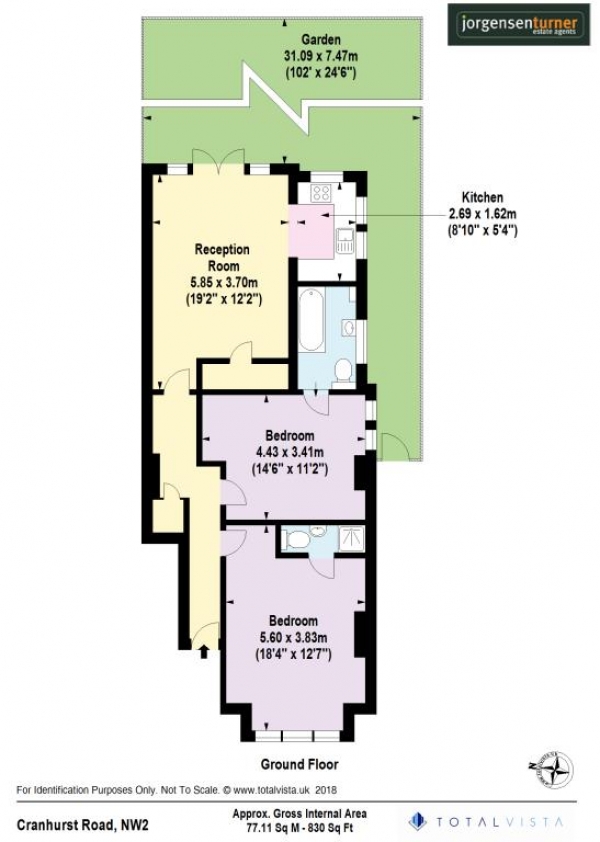 Floor Plan Image for 2 Bedroom Flat to Rent in Cranhurst Road, Willesden Green, London, NW2