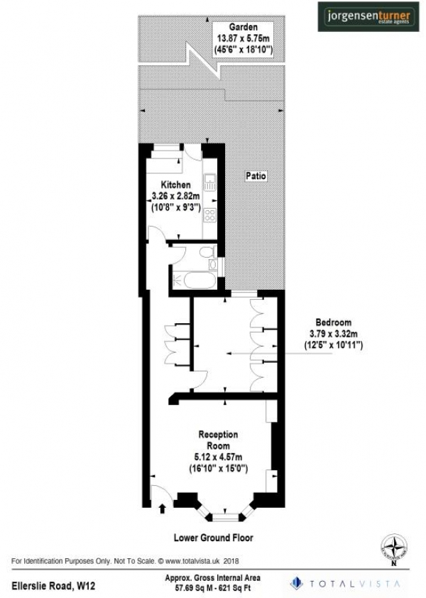 Floor Plan Image for 1 Bedroom Flat to Rent in Ellerslie Road, Shepherds Bush, London, W12