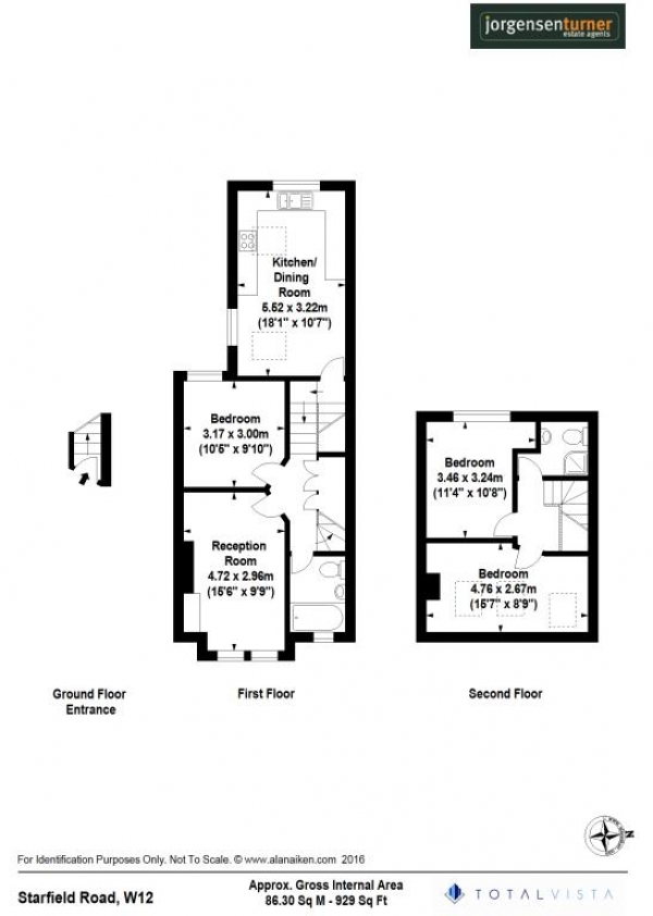 Floor Plan Image for 3 Bedroom Flat to Rent in Starfield Road, Shepherds Bush, London, W12 9SN