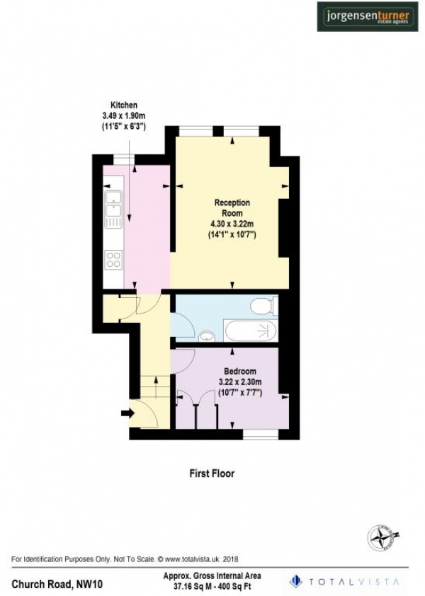 Floor Plan Image for 1 Bedroom Flat to Rent in Church Road, London , NW10