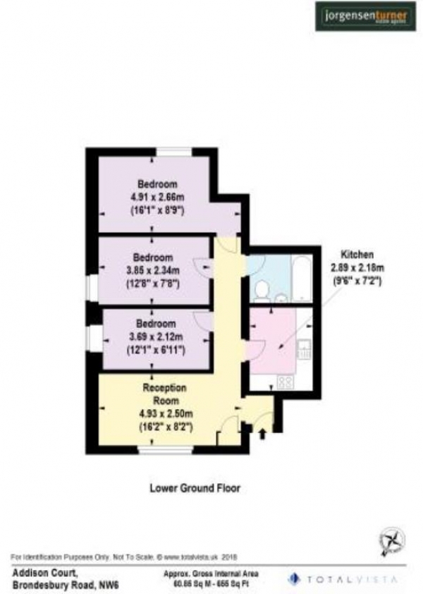 Floor Plan Image for 3 Bedroom Flat to Rent in Addison Court, Brondesbury Road, Kilburn , London , NW6 6AS