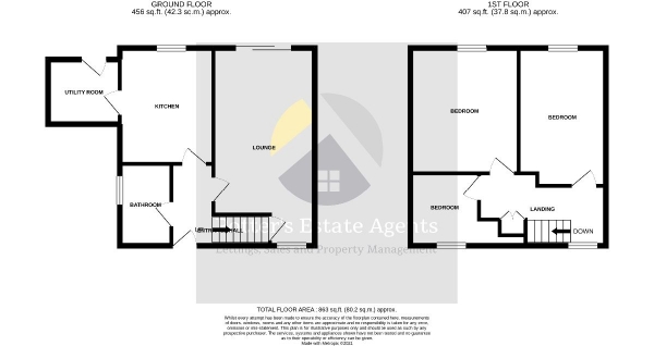 Floor Plan Image for 3 Bedroom Semi-Detached House to Rent in Clare Avenue, Woodbridge