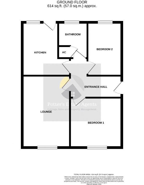 Floor Plan Image for 2 Bedroom Bungalow to Rent in Penryn Road, Kesgrave, Ipswich