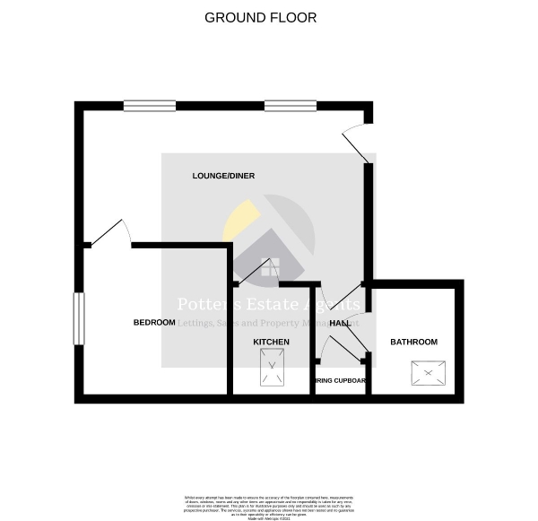 Floor Plan Image for 1 Bedroom Flat to Rent in Flat 7 White Hart Court, High Street, Wickham Market, Woodbridge