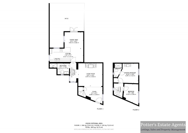 Floor Plan Image for 2 Bedroom Cottage for Sale in Queens Head Lane, Woodbridge