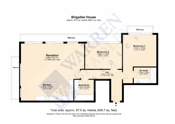 Floor Plan Image for 2 Bedroom Flat for Sale in Heritage Avenue, Beaufort Park