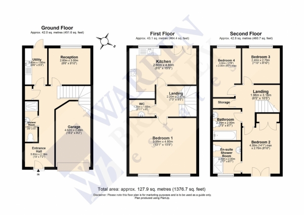 Floor Plan Image for 4 Bedroom Town House for Sale in Cameron Crescent, Edgware