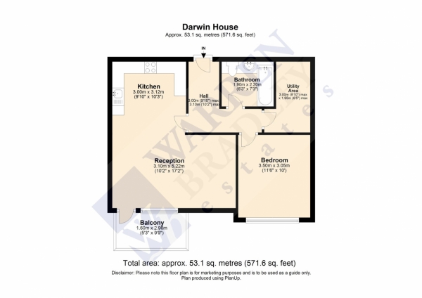 Floor Plan Image for 1 Bedroom Flat for Sale in Holmesley Road, Borehamwood